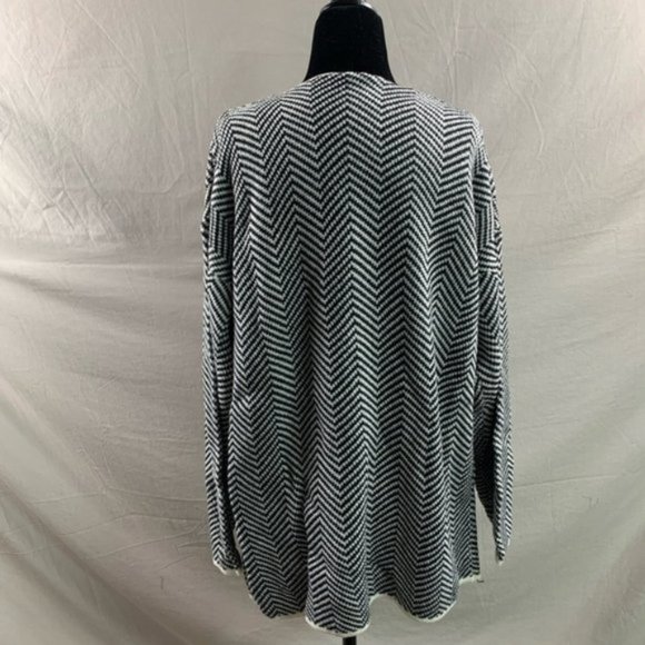 Chevron Pattern Drop Shoulder Open Front Cardigan - Picture 9 of 9